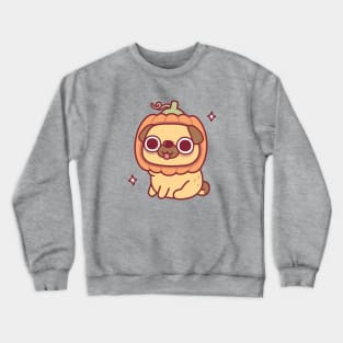 Cute Pug With Pumpkin Hat Funny Crewneck Sweatshirt